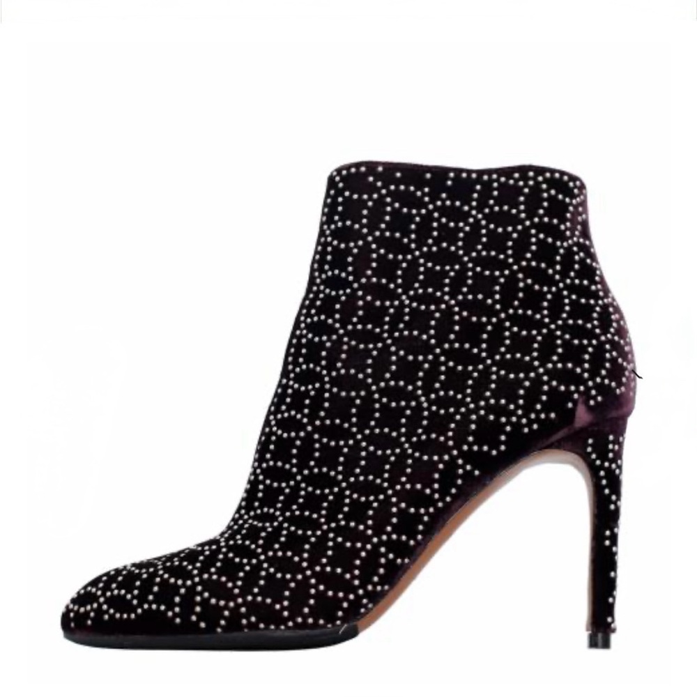 🔥 RARE COLLECTOR’S FIND — Alaïa “Azzedine” Deep Wine Velvet Studded Booties (39) - Picture 14 of 15